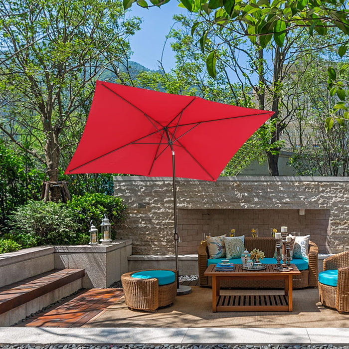 Rectangular Patio Umbrella, Table Market Umbrella with Tilt and Crank, Outdoor Umbrella for Garden, Deck, Backyard, Pool and Beach