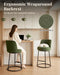 360° Swivel Bar Stools Set of 2, 26" H Modern Linen Counter Height Barstools, Upholstered Counter Stools with Ergonomic Wide Back & Metal Base for Kitchen Island, Dining Room, Green