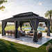 18X12Ft Aluminum Gazebo Hardtop Double Roof Canopy Outdoor Gazebo Galvanized Roof with Netting and Curtain Garden Tent for Patio, Backyard and Deck