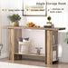 53 Inch Long Entryway Table, 2-Tier Wood Console Table with Storage Side Shelves, Farmhouse Sofa Table for Living Room, Narrow Hallway Foyer Table behind Couch for Home Decor, Rustic Oak