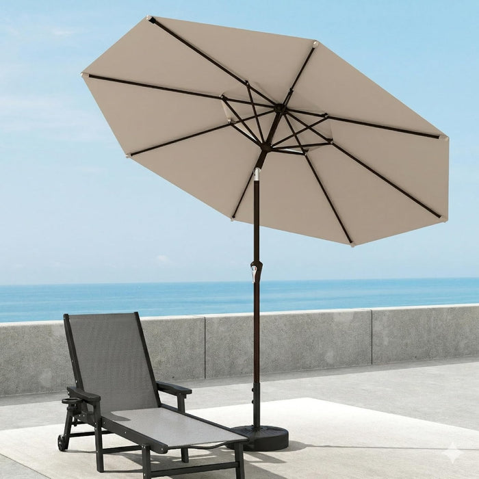 10FT Patio Umbrella, 2 Tier Outdoor Table Umbrella, Large Vented Market Umbrellas with Push Button Tilt and Crank, 8 Sturdy Ribs for Backyard, Deck, Pool, UPF50+ UV Protection