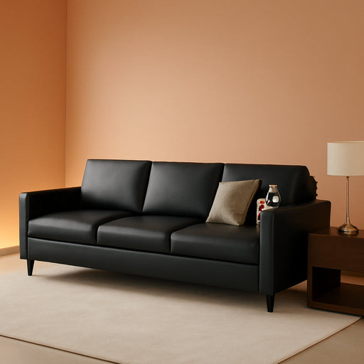 Black SeventyThreeInch ThreeSeater Sofa For Living Room