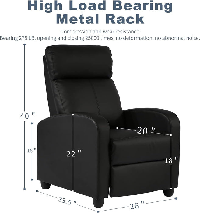 Black Wingback Recliner with Massage