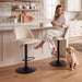 Adjustable Upholstered Bar Stools Set of 3,360° Swivel Counter Height Chairs with Soft Cushioned Seat & Stable Metal Base for Kitchen Island,250 LBS Capacity,Easy Assembly,Beige