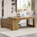 Brown 63InchLong LShaped Desk With Sliding Cabinets