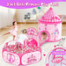 3 in 1 Girls Princess Play Tent for Kids: Pop up Toddlers Playhouse with Baby Crawl Tunnel, Ball Pit and Castle Tent - Pink Children Play Tent Toys Indoor and Outdoor Game for Birthday Gift