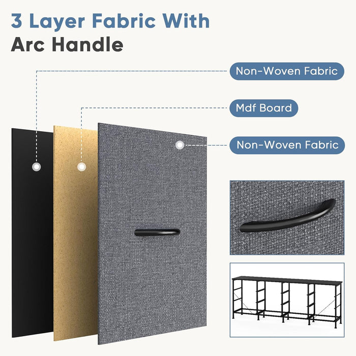 TV Stand Dresser with 12 Fabric Drawers, Large Fabric TV Consoles for Living Room & Bedroom up to 80'' Tvs, Wood Top Entertainment Center in 70.86" D X 13.77" W X 26.49" H, Grey