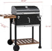 CD1824M 24-Inch Charcoal Grill, BBQ Smoker with Handle and Folding Table, Perfect for Outdoor Patio, Garden and Backyard Grilling, Black, Medium