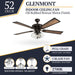 Glenmont, 52 Inch Farmhouse LED Ceiling Fan with Light, Pull Chain, Three Mounting Options, Dual Finish Blades, Reversible Motor - 40278-01 (Oil-Rubbed Bronze)