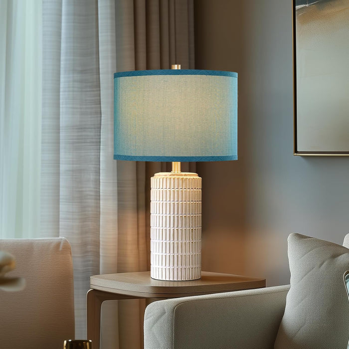 23" Set of 2 Nautical Ceramic Nightstand Table Lamps, Blue