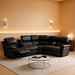 Reclining Sectional Sofa Set, L Shaped PU Leather Recliner Couch with Cup Holder and Storage Console for Home Theater & Living Room, Black