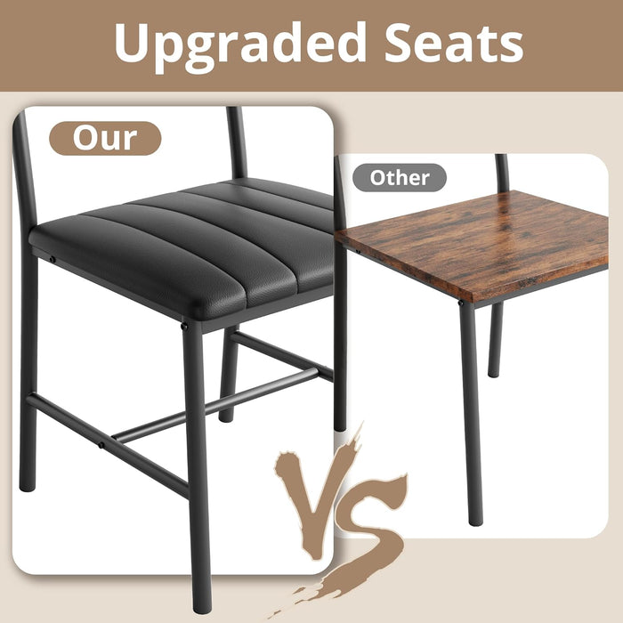 Dining Table Set for 4, Kitchen Table with Upholstered Bench and 2 Chairs, Kitchen Table and Chairs Set for Small Space, Apartment, Rustic Brown