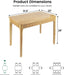31.5" Solid Wood Dining Room Table,Rectangular Kitchen Real Wooden Table | 2 Person Modern Farmhouse Mid Century Fluted Design Furniture Desk for Home,Small Space,Apartment,Living Room Nature