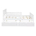 White Wood Frame Full Size Platform Bed with Guardrails on Both Sides and 2-Storage Drawers