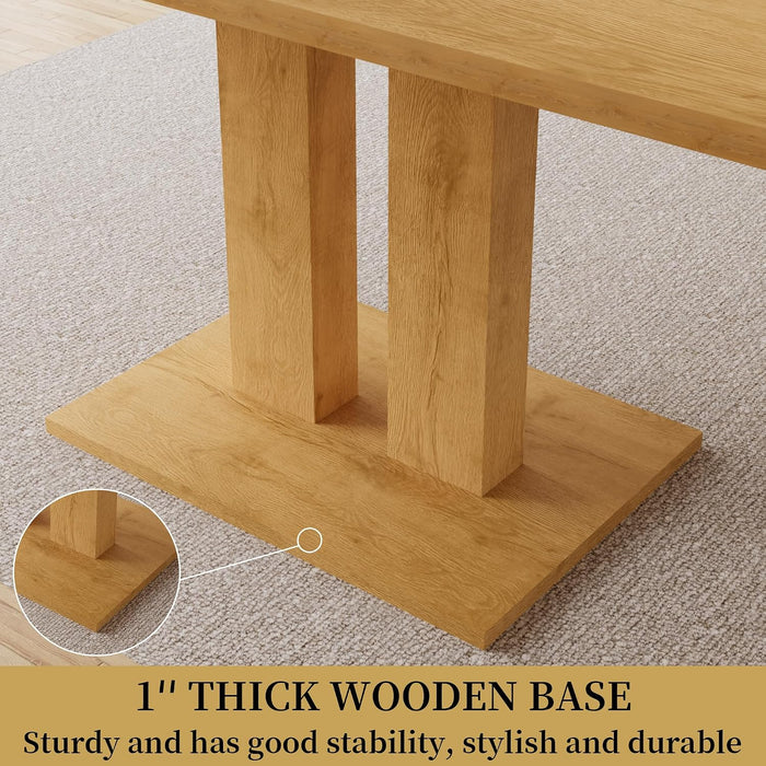 Modern Dining Table, 46'' Oak Table | Rectangular Kitchen Table with Oak Finish, Compact Dining Room Table for 4, Sturdy Construction for Home, Apartment