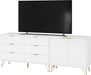 78” Fluted TV Stand for Tvs up to 80 Inch, Entertainment Center with Storage and Adjustable Shelves, Modern Media Console with Golden Handles for Living Room, White
