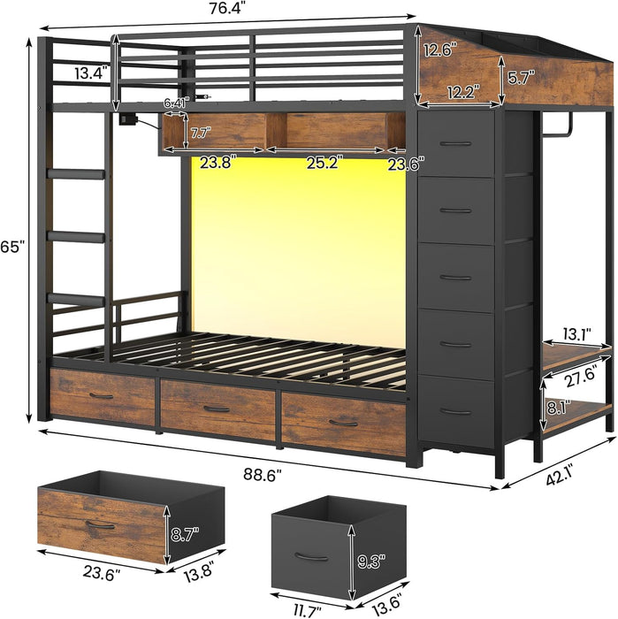 Black Industrial TwinOverTwin HeavyDuty Bunk Bed Outlets