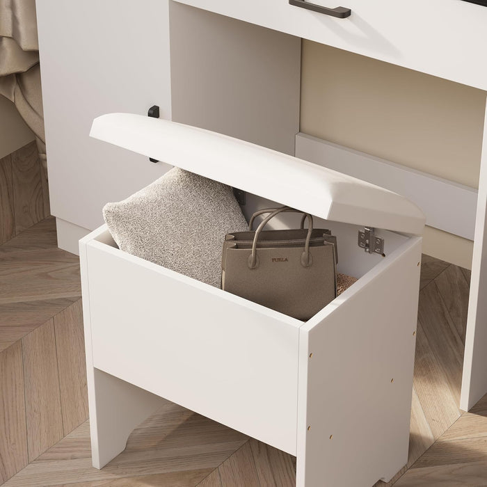 Black Farmhouse Vanity Desk With Integrated Lighting