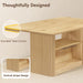 63" Dining Table with Storage, Farmhouse Rectangular Kitchen Table | Fluted Kitchen Table for 6-8 with 2-Tier Storage Shelf, Farmhouse Wood Table