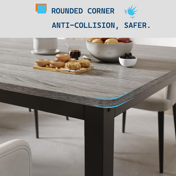 Grey Industrial Dining Table 78Inch MortiseTenonJoint