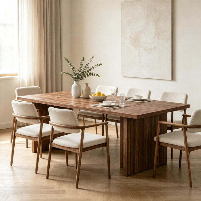 Rectangle Dining Table for 6-8, Walnut Wood Finish