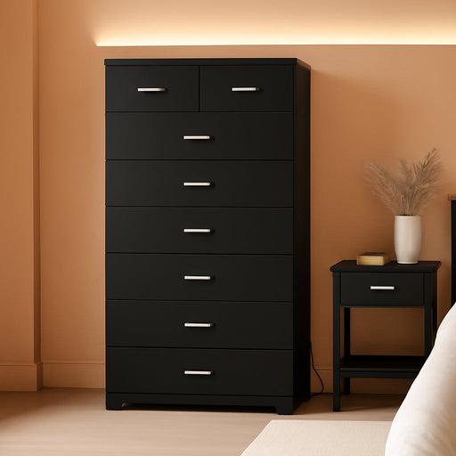 47.3" Tall Dresser with Charging Station Wooden 7 Drawer Dressers for Bedroom Chest of Drawers with Sliding Rails for Home Office Entryway Black