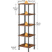 5-Tier Corner Shelf Stand, Corner Square Rack Display Shelf, Tall Storage Plant Stand, Bookcase for Small Spaces, Living Room, Home Office, Kitchen, Rustic Brown and Black BF50CJ01