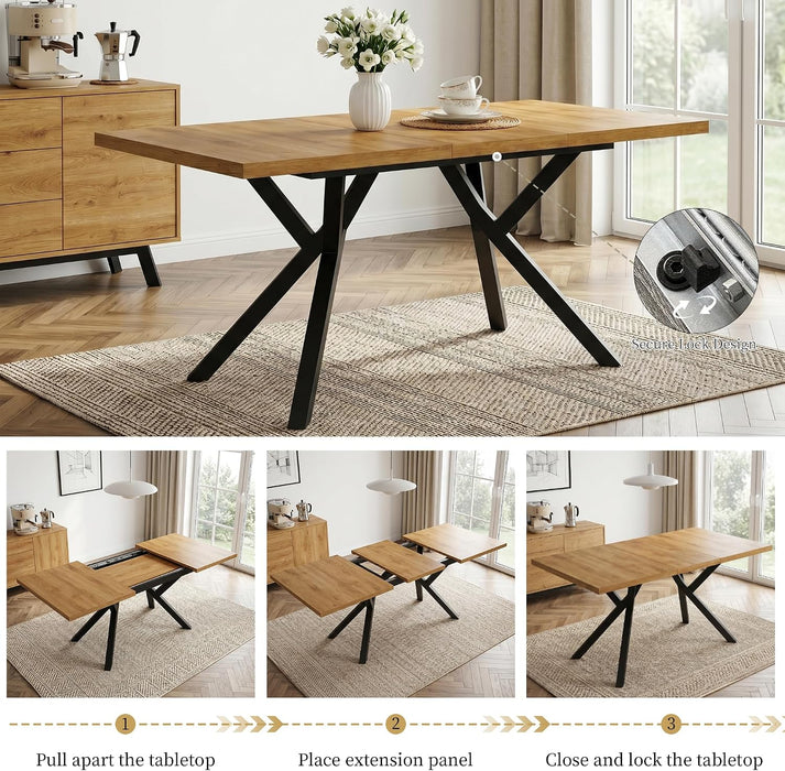 Extendable MDF Dining Table 47.2''-63'' for 4-6 People, Oak