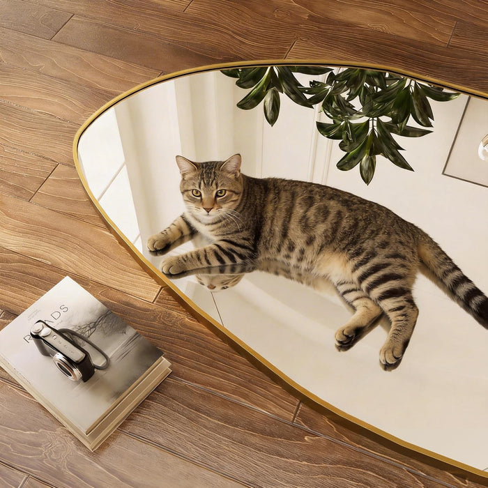 67" X 24" Irregular Full Length Mirror with Stand Gold