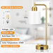 Gold Lamp for Bedroom - Industrial Bedside Table Lamp with USB Port and Outlet, Fully Dimmable Nightstand Lamp with Opal Glass Shade, Small Desk Lamps for Home Office