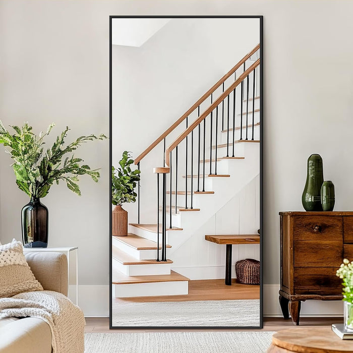 76"X34" Large Full Length Mirror, Oversized Floor Mirror, Black