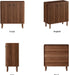 Fluted Sideboard Buffet Cabinet with Storage, 31'' Solid Wood Leg Walnut Wood Buffet with Adjustable Shelves, 210° Wide-Open Door, Rounded Credenza for Kitchen Living Room Entryway
