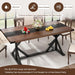 71 Inch Dining Table for 6 People, Rectangular Kitchen Farmhouse Table W/Thickness Waterproof Wood Tabletop,Long Dining Room Tables W/Wood Strip Base for Kitchen Living Room(Brown&Black)