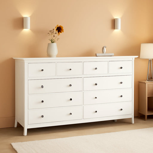 White 10-Drawer Dresser with Deep Space