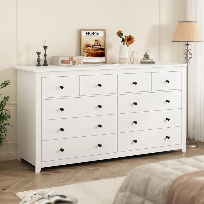 White 10-Drawer Dresser with Deep Space