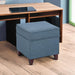 17" Square Ottoman with Storage, Small Blue Storage Ottoman Foot Rest with Hinged Lid & Solid Wood Legs, Linen Fabric Foot Stool for Living Room & Bedroom, Seasonal Home Refresh & Gifting