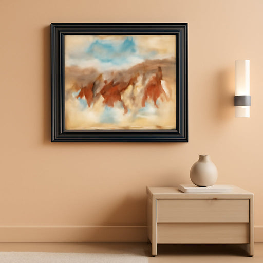 Vintage Gold Framed Canvas Winter Wall Art, Horse Sleigh in Snowy Landscape Art Printed Oil Painting, Framed Canvas Christmas Decor, Rustic Holiday Gift for Home, 8 X10