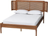Eridian Walnut Brown Finished Wood and Natural Rattan Full Size Platform Bed