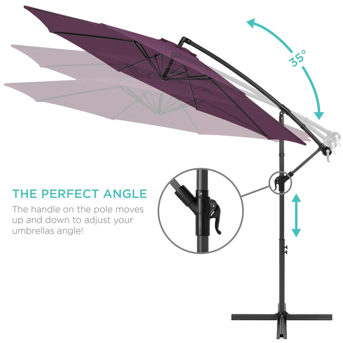 10Ft Offset Hanging Outdoor Market Patio Umbrella W/ Easy Tilt Adjustment - Amethyst Purple