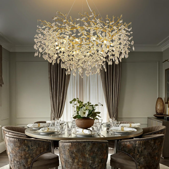 Gold Crystal Chandelier 43 Inch Tree Branch Chandelier 12-Lights
