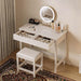 40 Inch Modern Desk with Drawers, Makeup Vanity Desk with Padded Stool, Small Home Office Desk for Bedroom, White