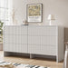 55" Wide Modern Curved 6 Drawer Dresser，White