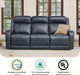 Genuine Leather Power Recliner Sofa, Wall Hugger Reclining Sofa with Power Headrest, Dual Motor, USB Charging Ports, Recliner Couch for Living Room, RV, Leather in Navy