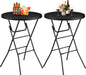 Round Folding Table, 32" Bar Height Tables for Parties and Commercial Events, Portable Plastic Table W/Thick Table Top, Metal Frame, Locking Legs, Indoor Outdoor Accessory, 2 Pack, Black