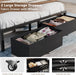 Queen Bed Frame with Storage Drawers and Upholstered Headboard
