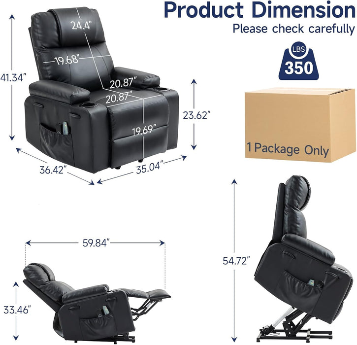 Power Lift Recliner Electric Chair for Elderly with USB Charge Port, Black