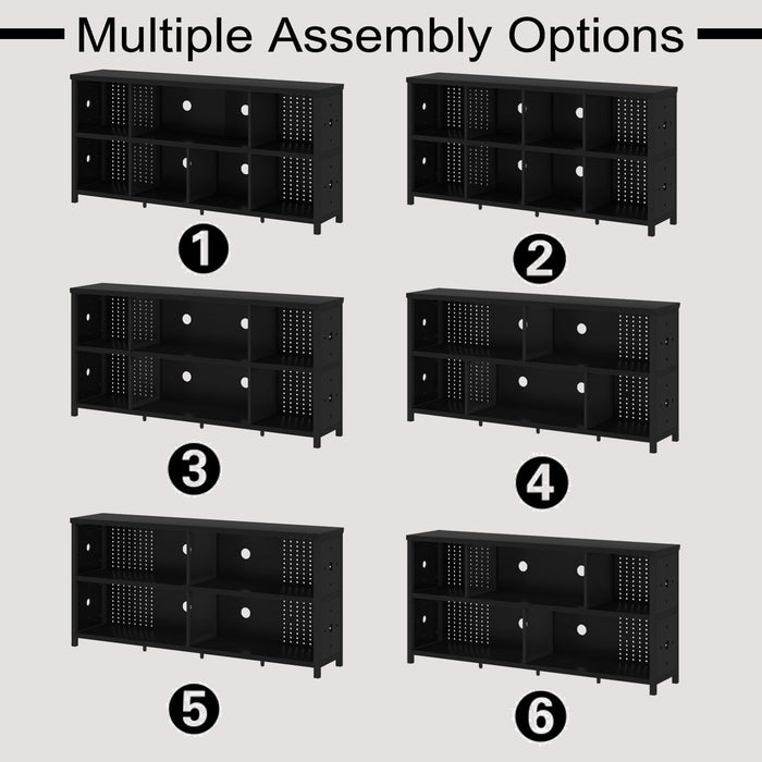 Black 63 Inch Multifunctional Industrial Bookshelf Storage