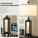 25" Modern Table Lamps Set of 2, Industrial beside Lamps with USB A+C Charging Ports & AC Outlet, Nightstand Lamp with Glass Night Light for Living Room Bedroom End Table Decor White(4 Bulbs Included)