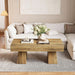 Farmhouse Coffee Table, 47 Inches Wooden Rectangular Accent Center Tables with Thick Base, Modern Low Cocktail Tea Furniture for Living Room (Rustic Brown)