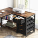 59-Inch L Shaped Desk with Drawers, Large Computer Desk with Storage Shelves, Reversible L-Shaped Corner Desk Workstation for Home Office